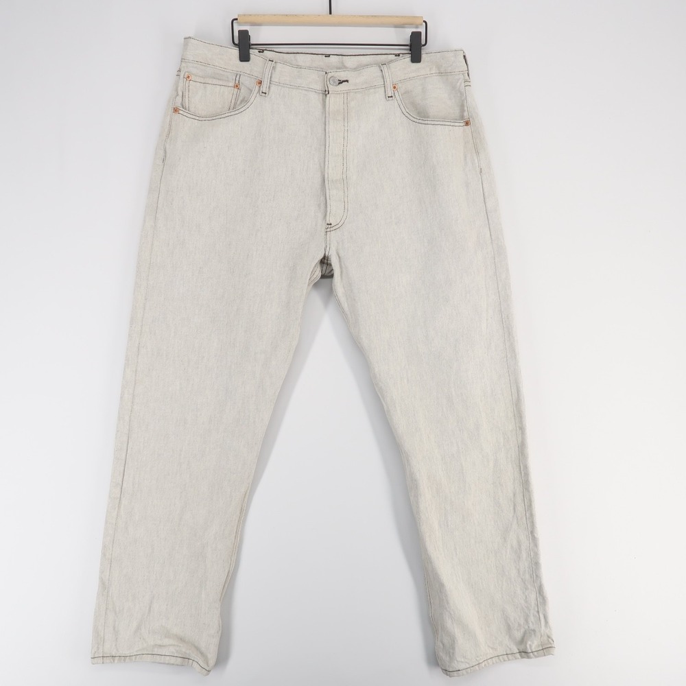 Levis 501 Jeans Mens‎ 42x34 Gray Button Fly Original Fit Straight Leg Denim